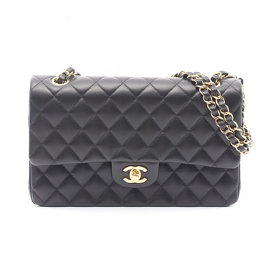 シャネル CHANEL マトラッセ Wフラップ ショルダーバッグ バッグ ラムスキン(羊革) レディース ブラック系 A01112 【中古】