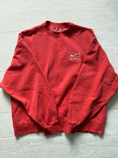 Nike x Stussy Pigment Dyed Fleece Crew (US Size) "Habanelo Red" FQ3015-642