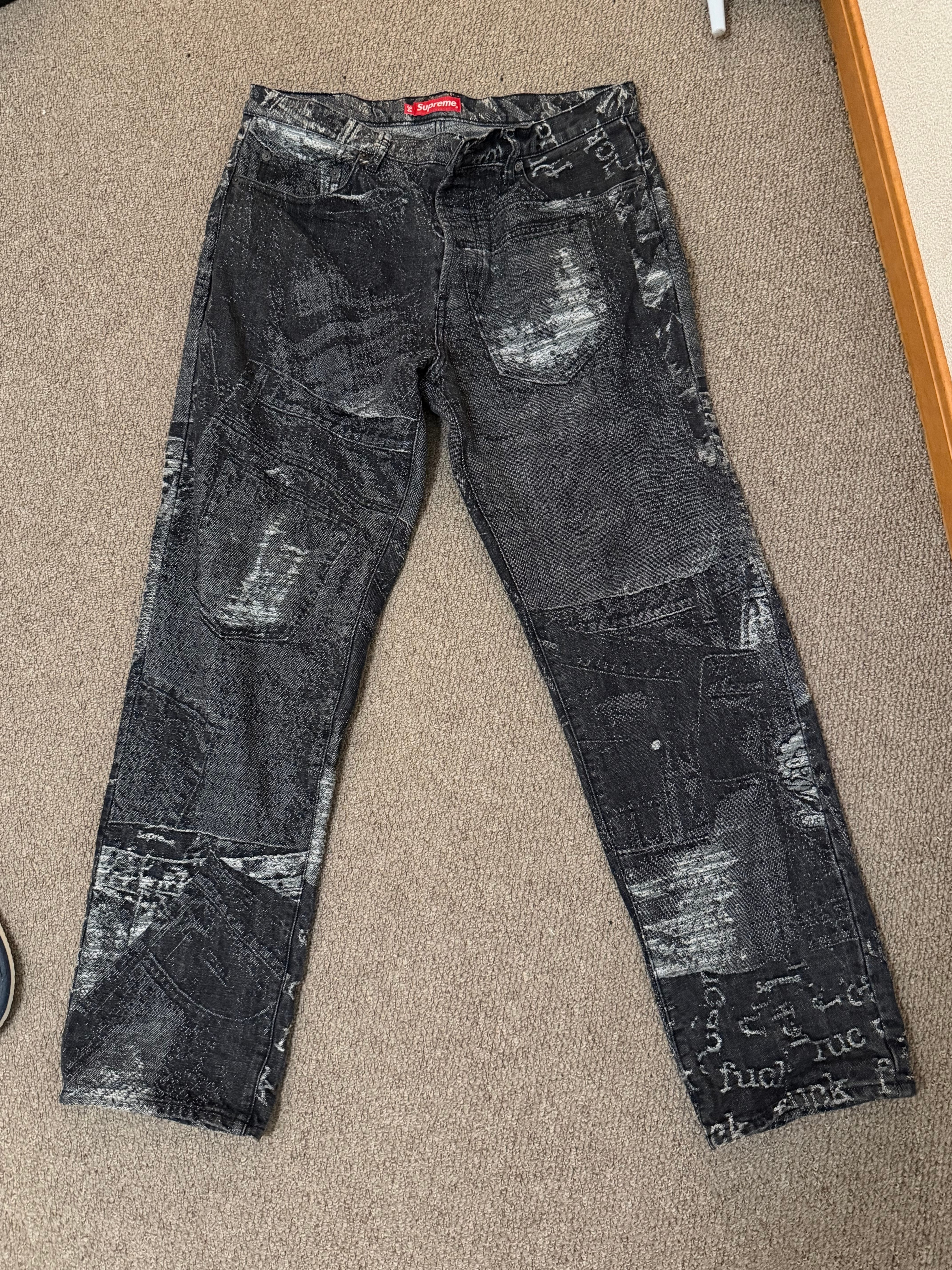 Supreme Archive Denim Jacquard Regular Jean "Black"