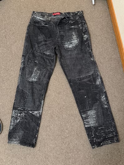 Supreme Archive Denim Jacquard Regular Jean "Black"