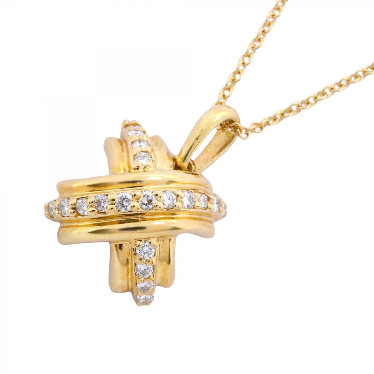 ★最終価格【6jcb0542】ティファニー ネックレス シグネチャー K18YG イエローゴールド ダイヤモンド【中古】レディース