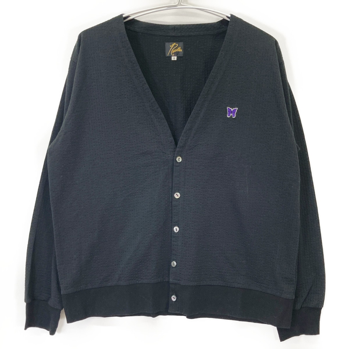 ニードルズ KP235 ブラック シアサッカー Vネックカーディガン S