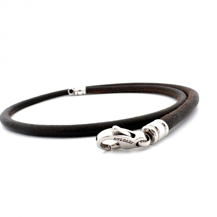 BVLGARI チョーカー ブレスレット レザー シルバー金具 鑑定済み 正規品 ブルガリ
