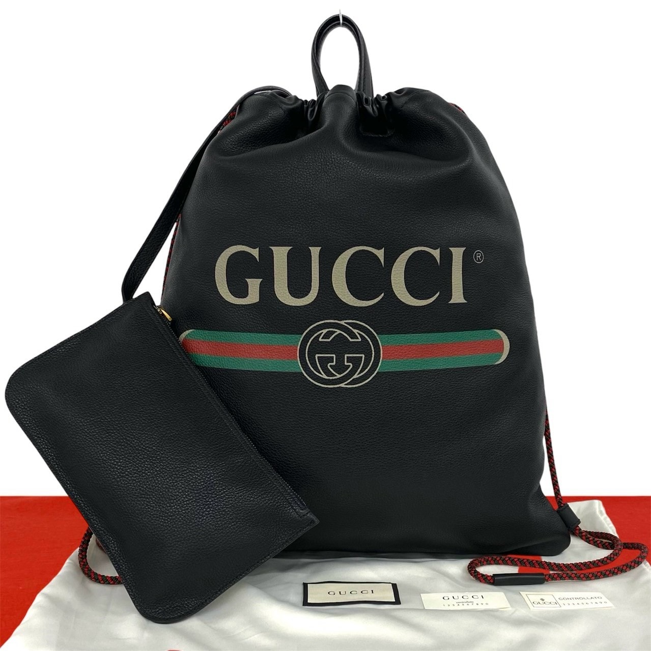 GUCCI グッチ ロゴ レザー リュックサック ブラック
39772