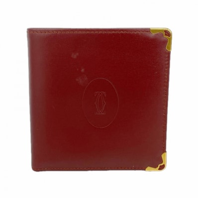 【6ed3704】カルティエ 財布 マスト レザー ボルドー ゴールド金具【中古】レディース