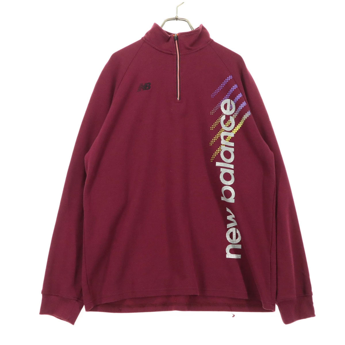 NEW BALANCE ニューバランス ワンポイントロゴ 長袖 ハーフジップ トレーナー 3L ワインレッド スウェット
