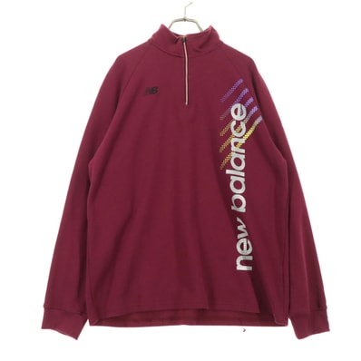 NEW BALANCE ニューバランス ワンポイントロゴ 長袖 ハーフジップ トレーナー 3L ワインレッド スウェット