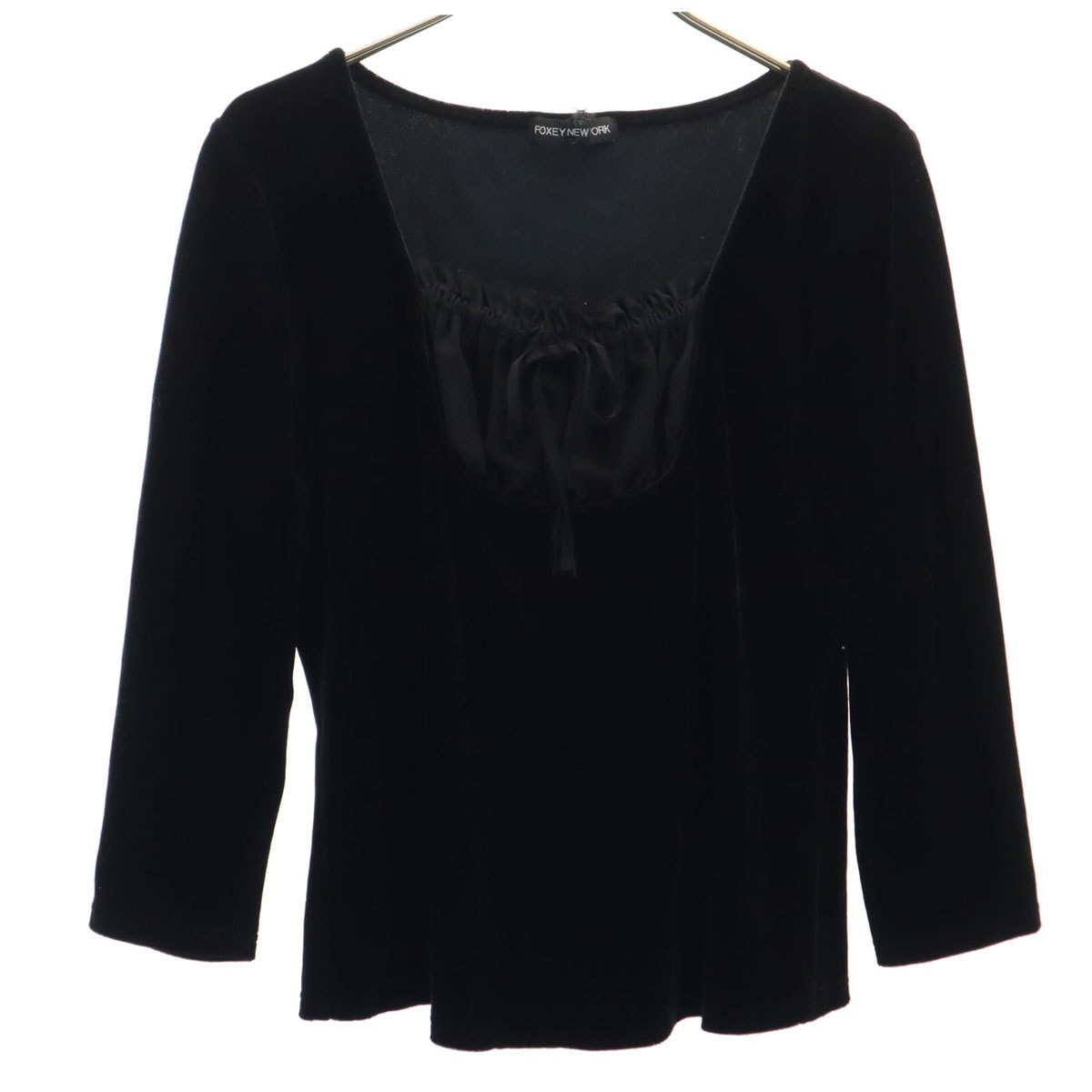 FOXEY NEW YORK フォクシーニューヨーク 日本製 7分袖 ベロア ブラウス 40 ブラック