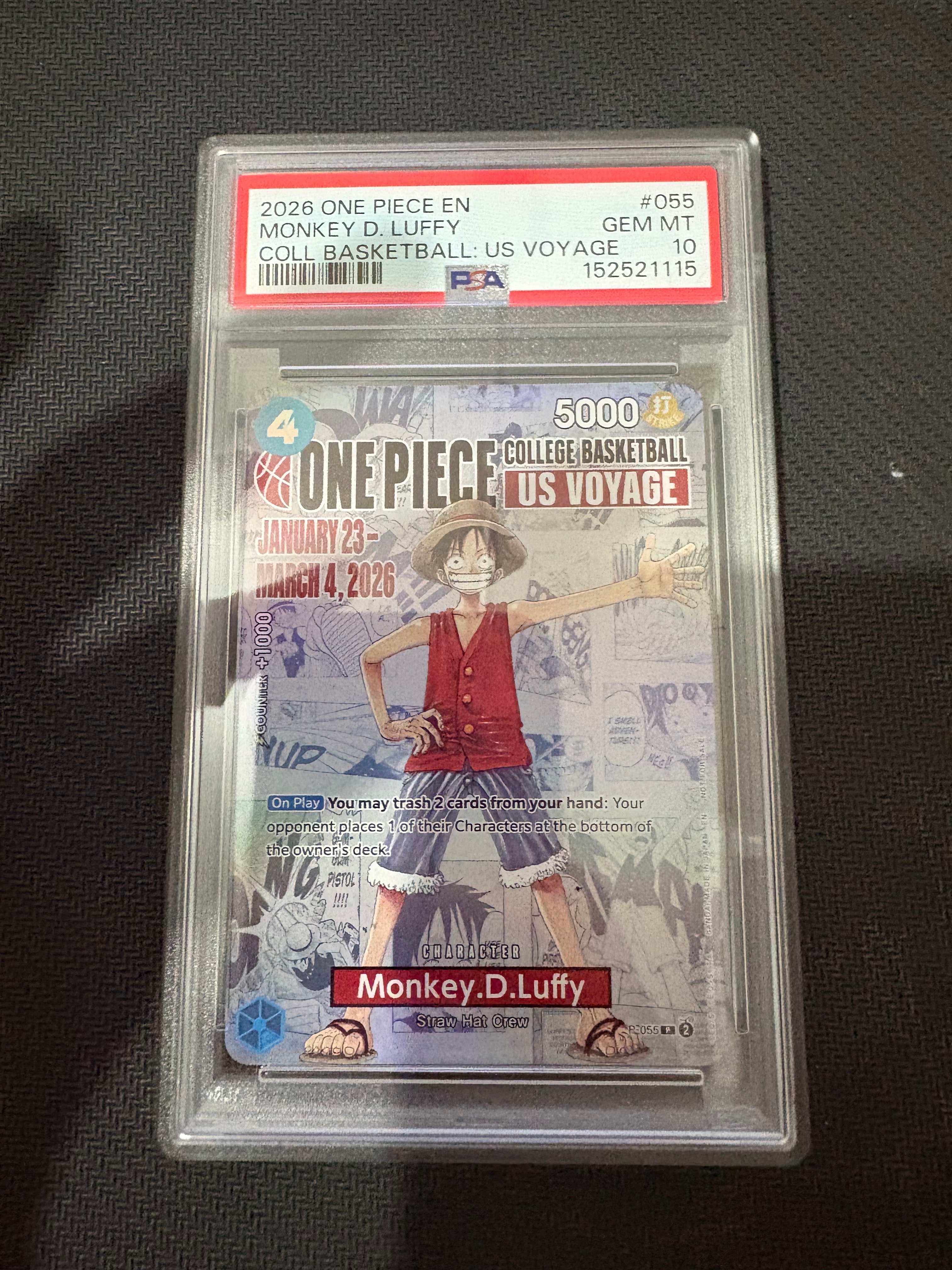 モンキー・D・ルフィ:P (開封済) [P-055]【英語版】(プロモーションカード「ワンピース カレッジ バスケットボール:USボヤージュ」)