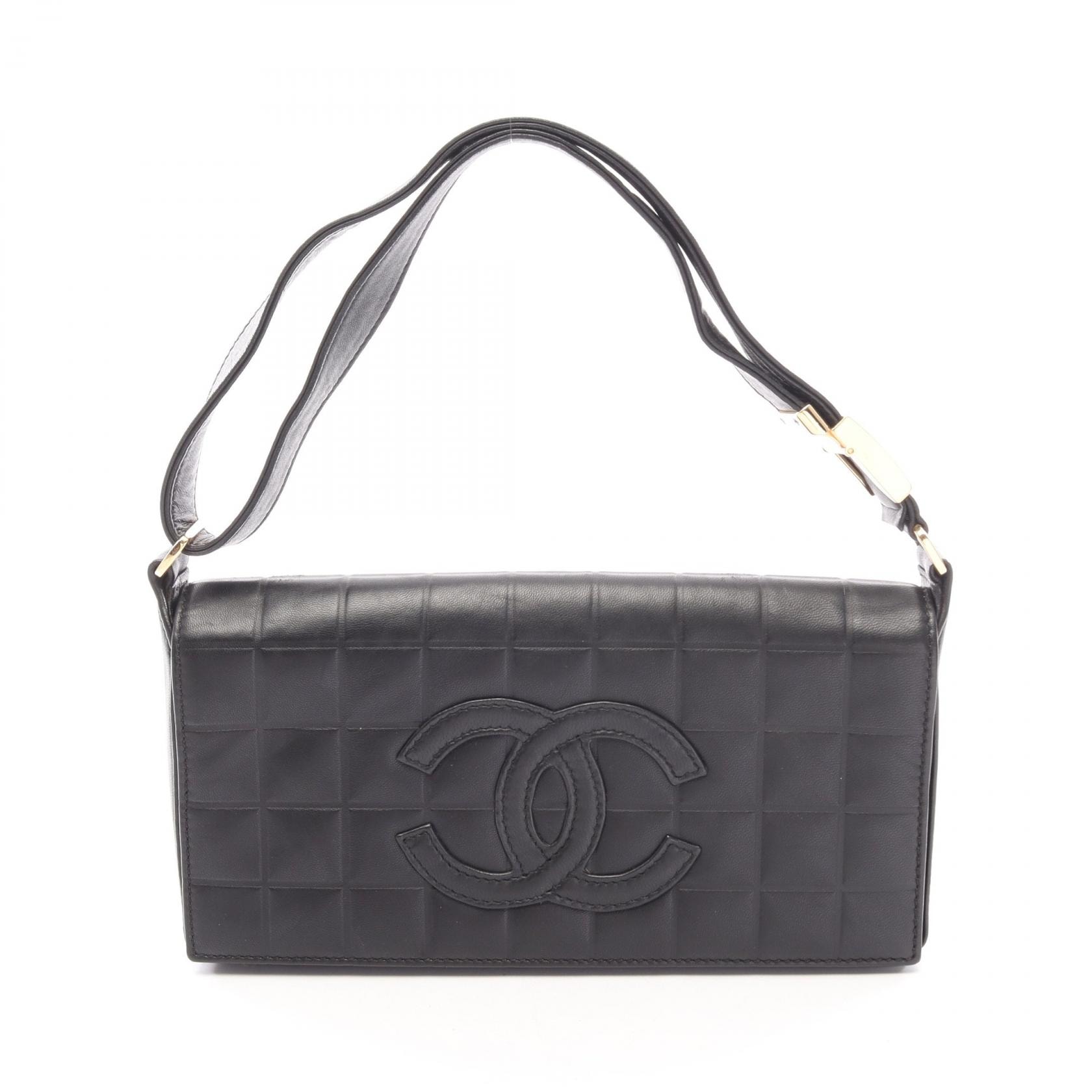 シャネル CHANEL チョコバー ココマーク ショルダーバッグ バッグ ラムスキン(羊革) レディース ブラック系 【中古】