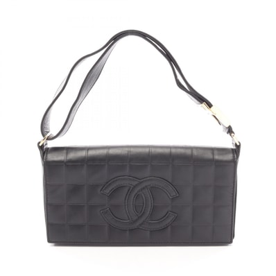 シャネル CHANEL チョコバー ココマーク ショルダーバッグ バッグ ラムスキン(羊革) レディース ブラック系 【中古】