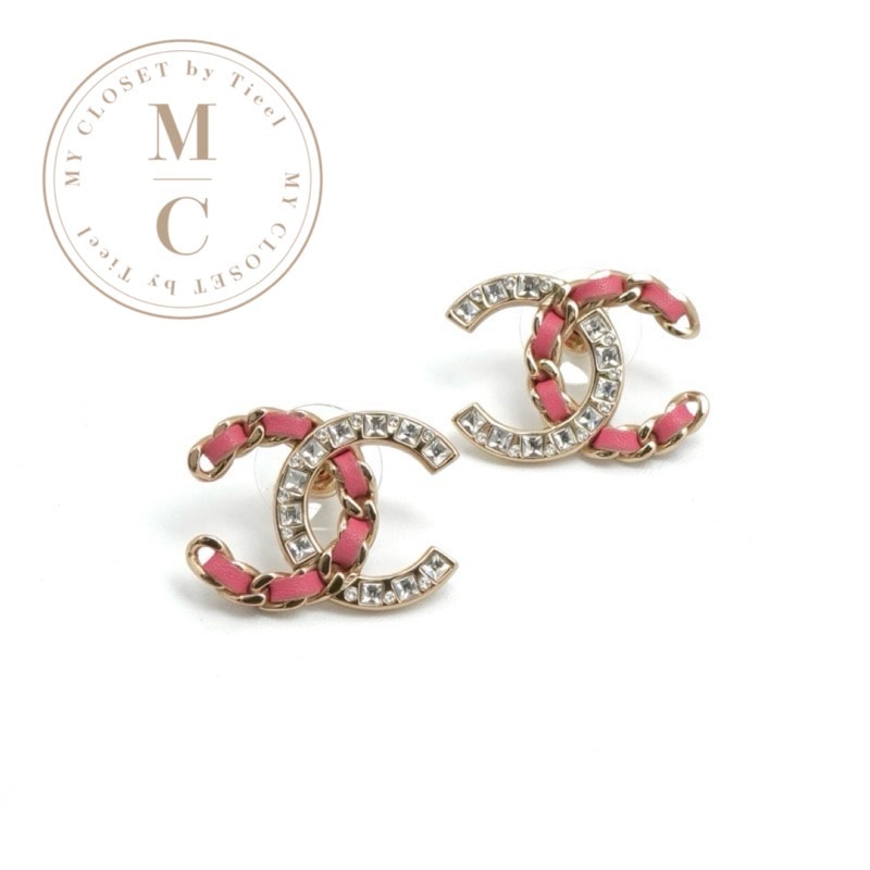 シャネル CHANEL ピアス イヤリング ゴールド ピンク ココマーク ラインストーン
