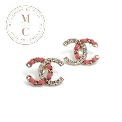シャネル CHANEL ピアス イヤリング ゴールド ピンク ココマーク ラインストーン