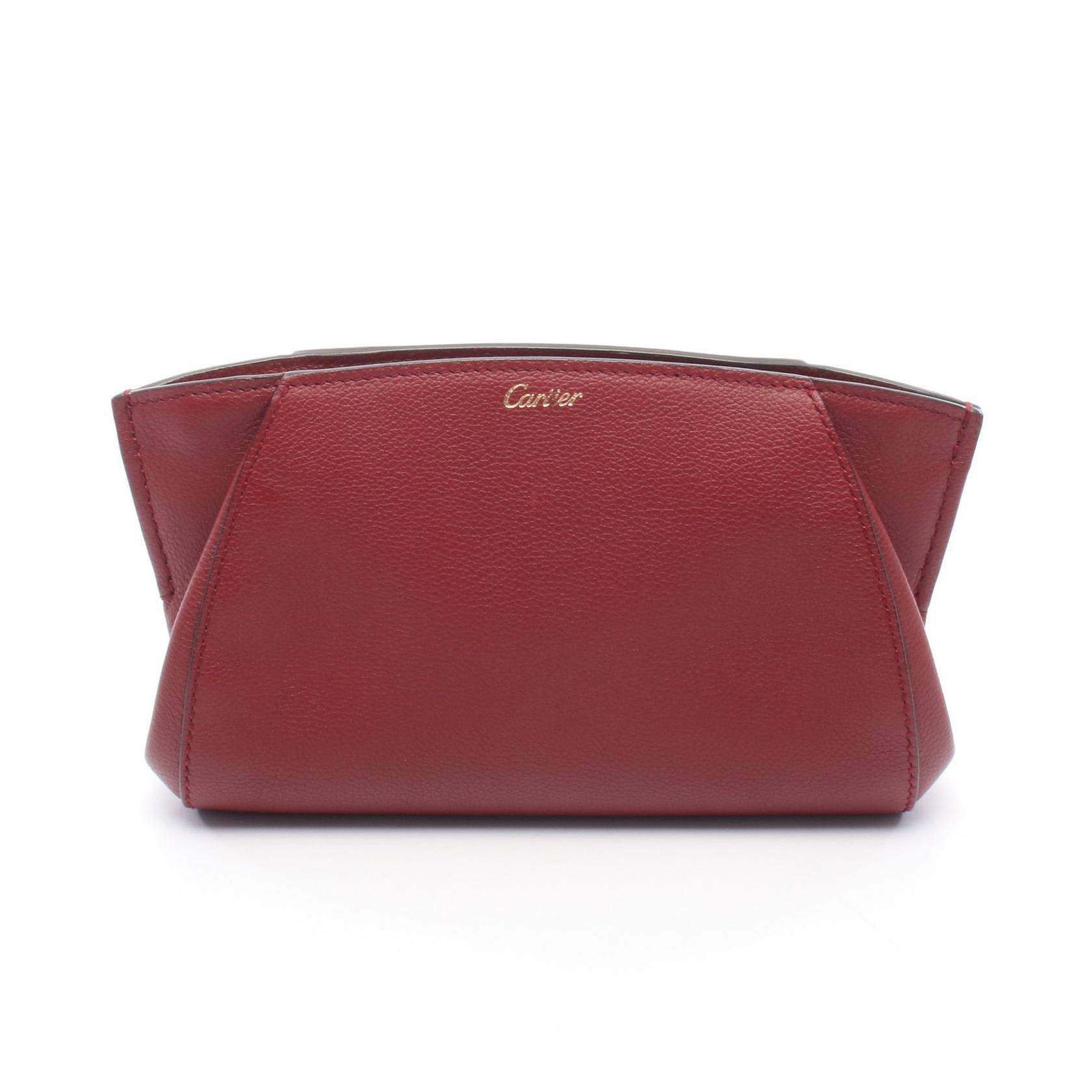カルティエ CARTIER C ドゥ カルティエ セカンドバッグ クラッチバッグ バッグ レザー レディース ボルドー系 【中古】