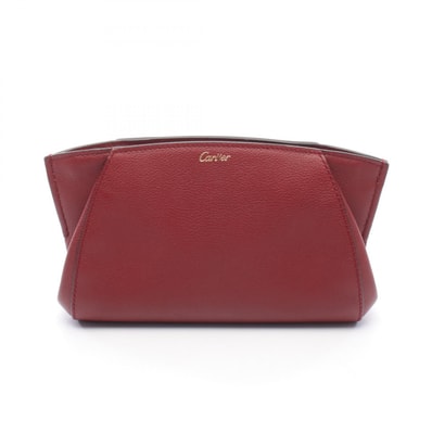 カルティエ CARTIER C ドゥ カルティエ セカンドバッグ クラッチバッグ バッグ レザー レディース ボルドー系 【中古】