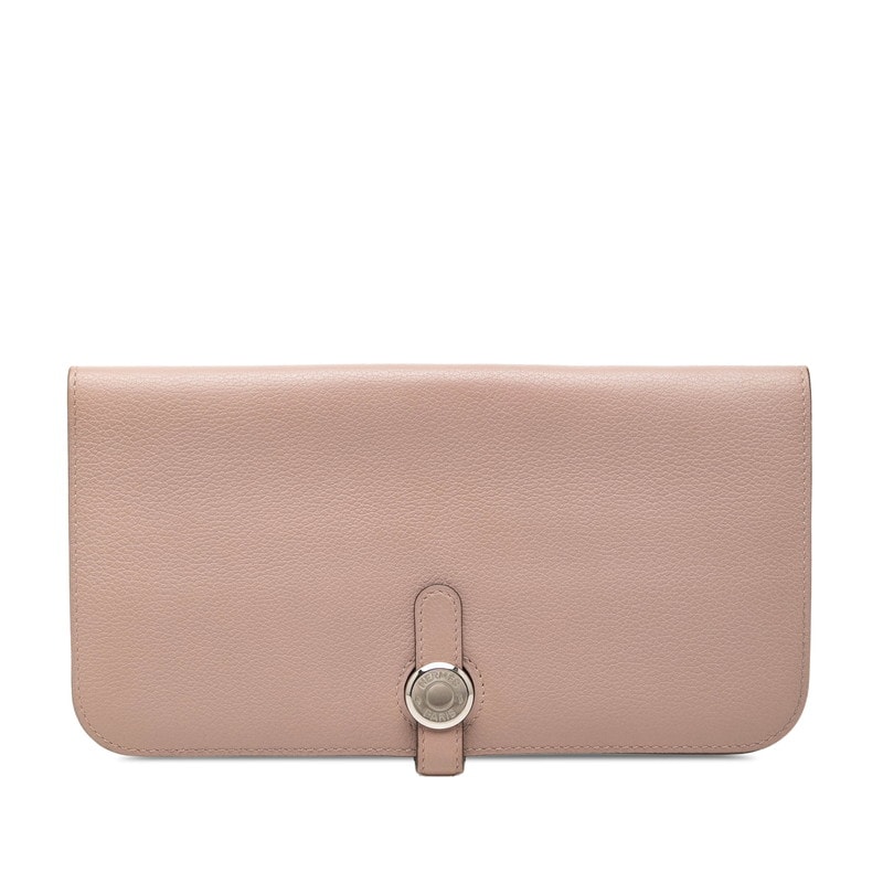 エルメス ドゴンロング 長財布 ピンク系 シルバー金具 エバーカラー レディース HERMES 【中古】