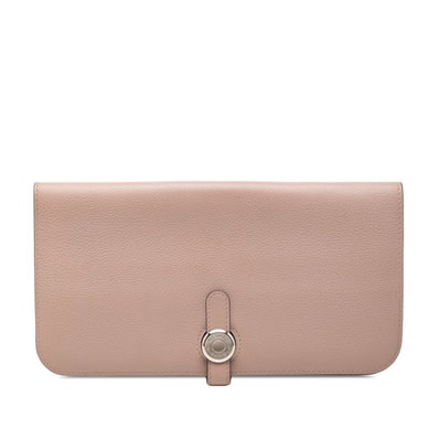 エルメス ドゴンロング 長財布 ピンク系 シルバー金具 エバーカラー レディース HERMES 【中古】