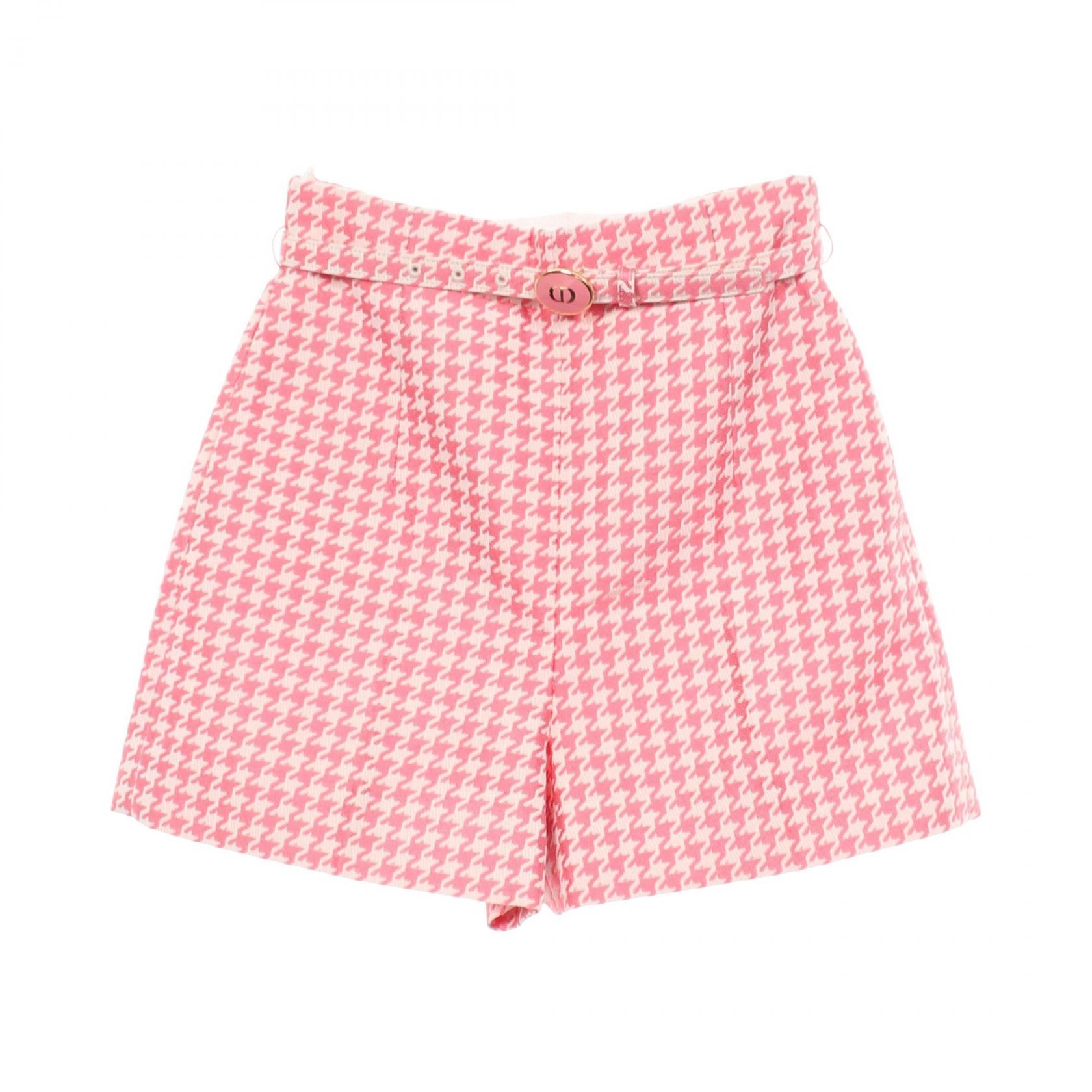 ディオール Dior 千鳥格子柄 ショーツ パンツ 衣料品 ボトムス コットン ビスコース / ポリエステル レディース ピンク系 / ホワイト系 211P11A3486 【中古】