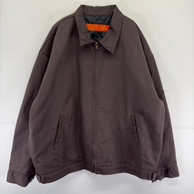 古着 レッドキャップ RED KAP ジャケット ワーク 大きいサイズ 作業着 フルジップ 襟付き 中綿 2XL ブラウン 無地 メンズ