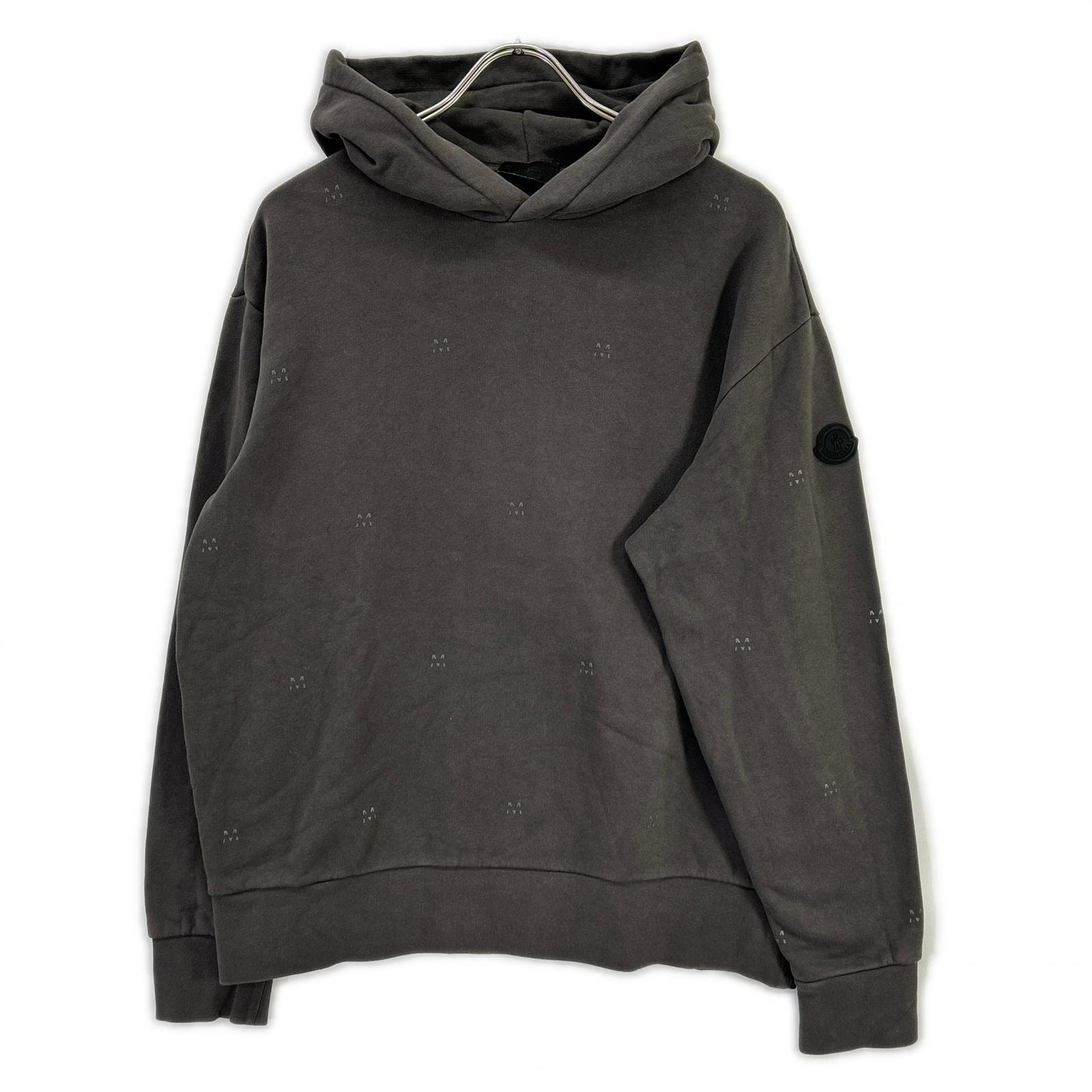 モンクレール 22年製 HOODIE グレー コットン Mロゴ スウェットフーディプルオーバー M
