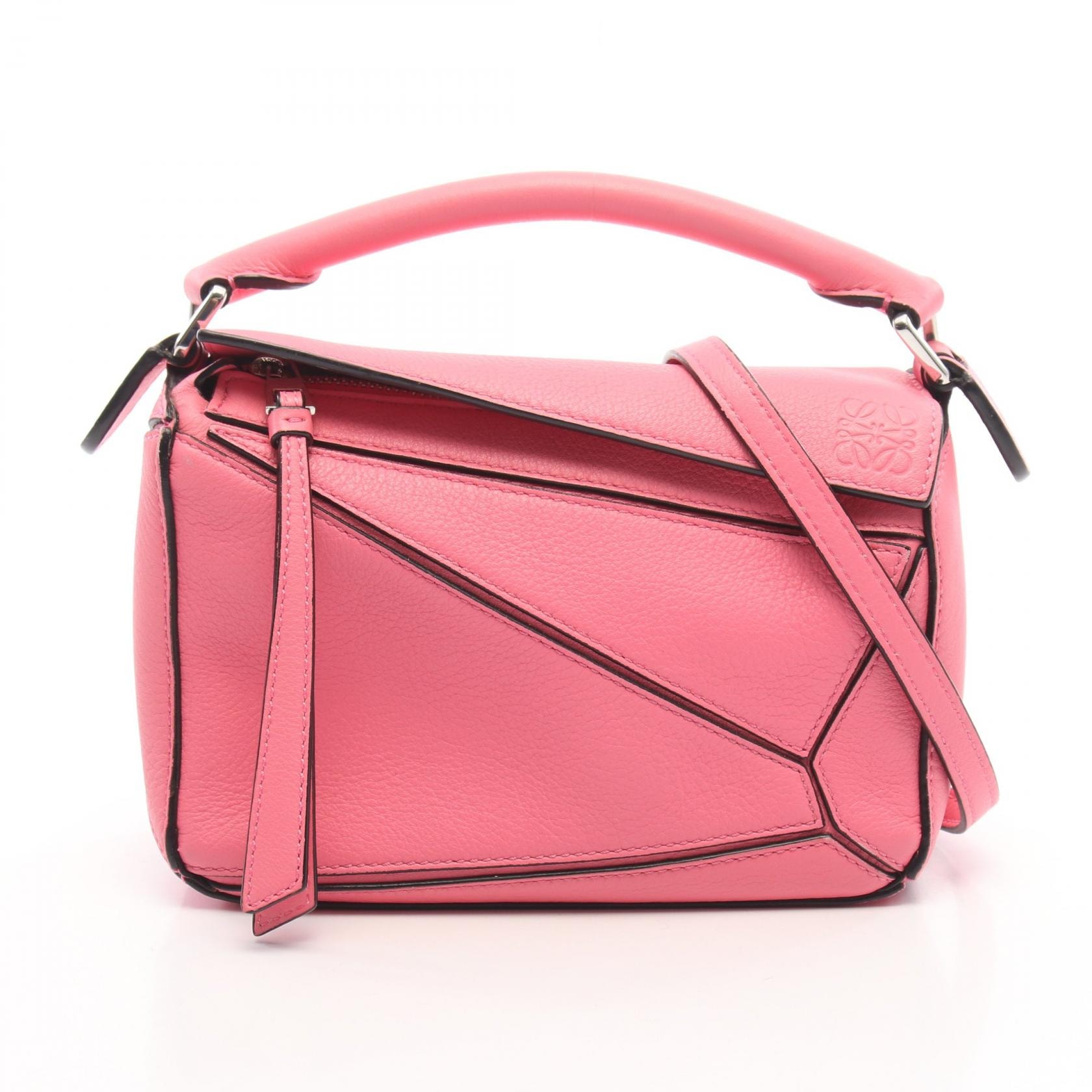 ロエベ LOEWE パズルバッグ ミニ 2WAY ハンドバッグ バッグ レザー レディース ピンク系 【中古】