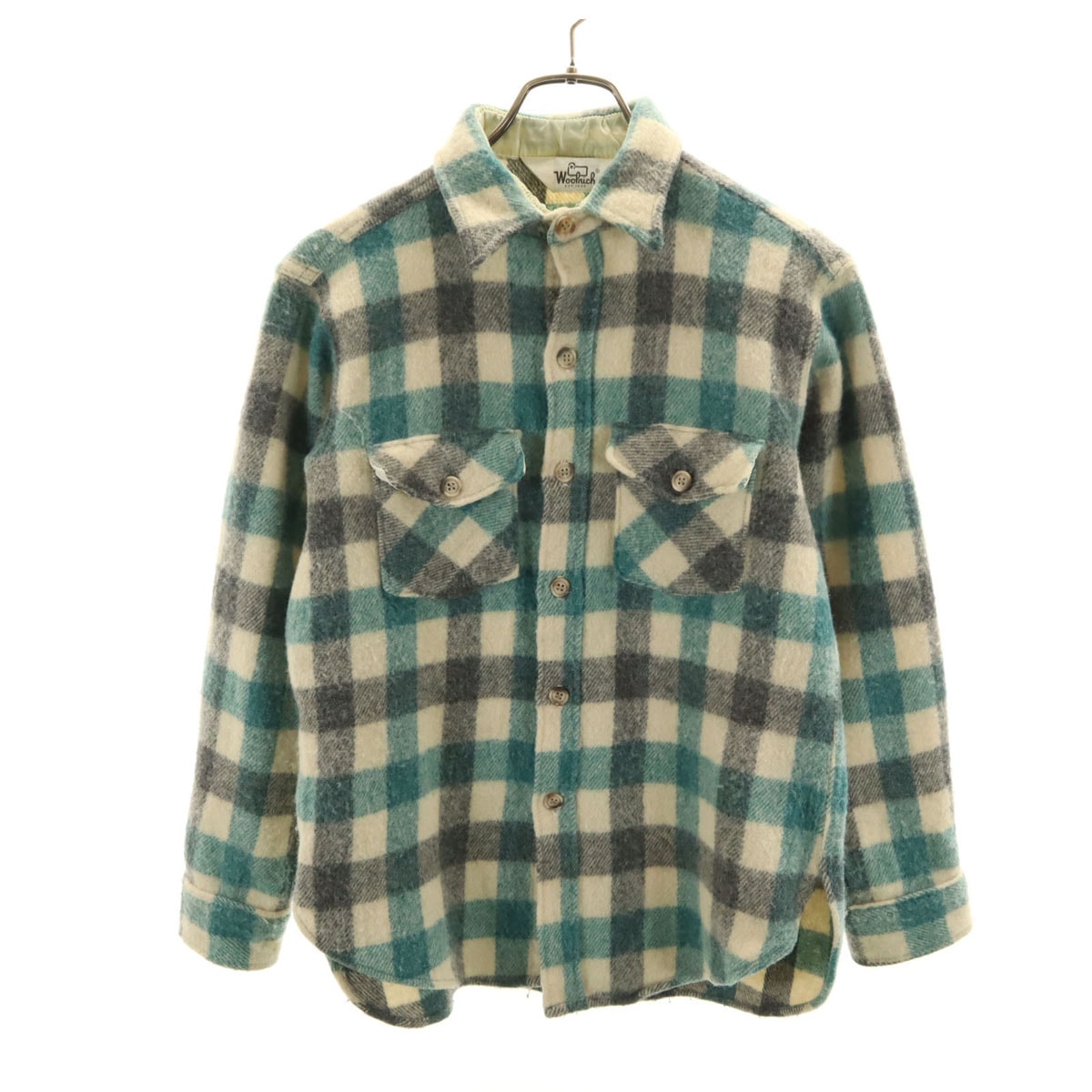WOOLRICH ウールリッチ 70s ヴィンテージ 白タグ チェック柄 長袖 ネルシャツ 生成り