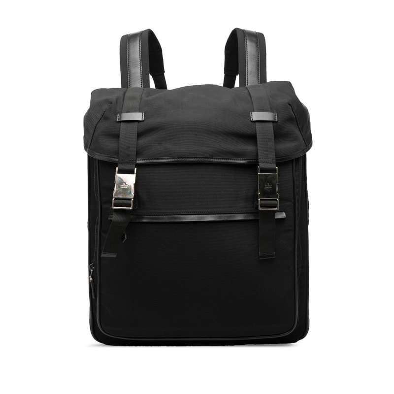 グッチ フラップ バックパック リュック 0190326 ブラック ナイロン レザー レディース GUCCI 【中古】