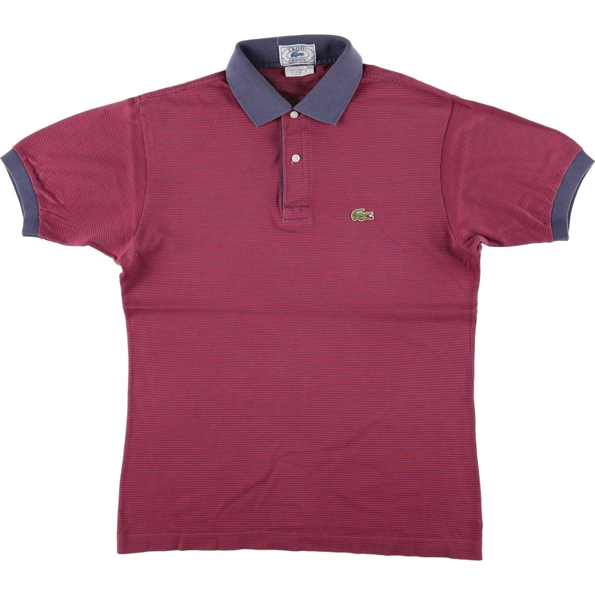 古着 70~80年代 ラコステ LACOSTE IZOD 半袖 ボーダー ポロシャツ メンズS相当 ヴィンテージ/eaa566018