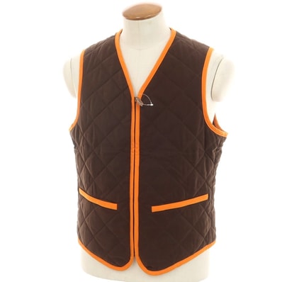【中古】エルメス HERMES ポリエステルナイロン キルティング ベスト ブラウン【サイズ48】【メンズ】