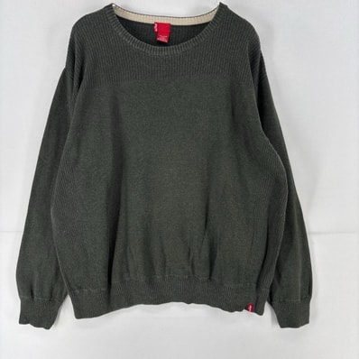 古着 リーバイス Levi's セーター クルーネック プルオーバー ニット コットン 大きいサイズ 2XL グリーン系 無地 メンズ