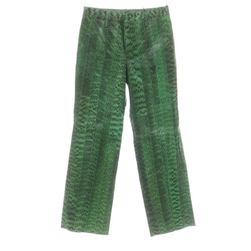 【中古】グッチ GUCCI カーフスキンレザー パンツ グリーン【サイズ46】【メンズ】