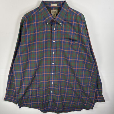 古着 エルエルビーン L.L.Bean 長袖シャツ ボタンダウンシャツ アメリカ海兵隊 大きいサイズ XL-TALL ネイビー系 チェック メンズ