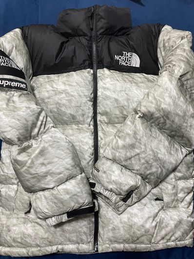 Supreme x The North Face Nuptse Jacket "White Paper Print"