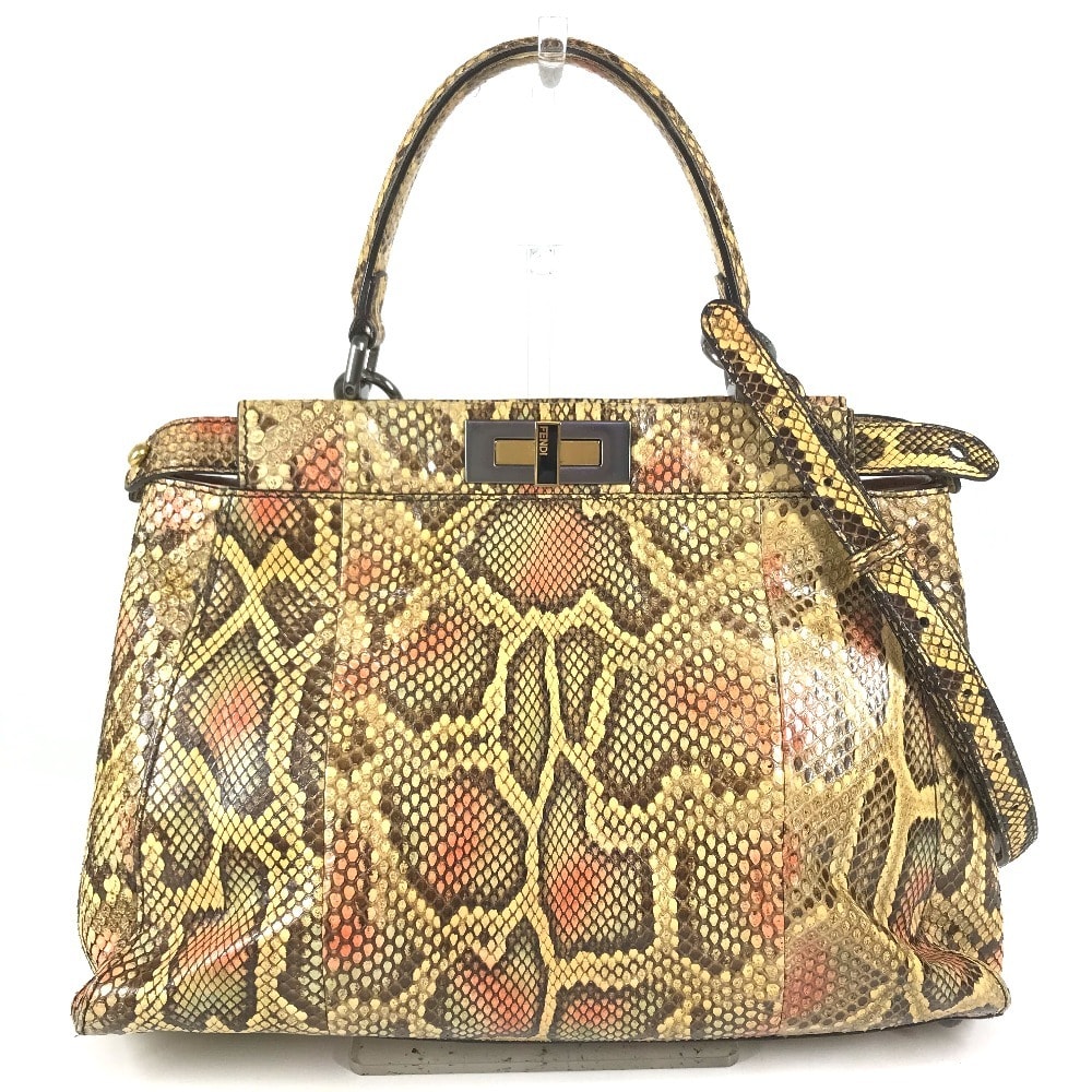 フェンディ FENDI ピーカブー ミディアム 2WAYバッグ ショルダーバッグ 斜め掛け カバン ハンドバッグ パイソン ベージュ