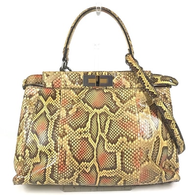 フェンディ FENDI ピーカブー ミディアム 2WAYバッグ ショルダーバッグ 斜め掛け カバン ハンドバッグ パイソン ベージュ