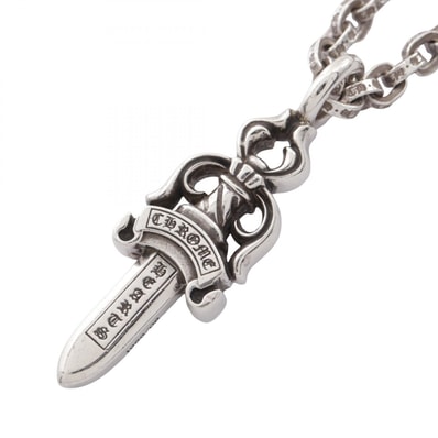 クロムハーツ CHROME HEARTS ダブルダガー ペーパーチェーン ネックレス ジュエリー シルバー925 メンズ シルバー系 【中古】