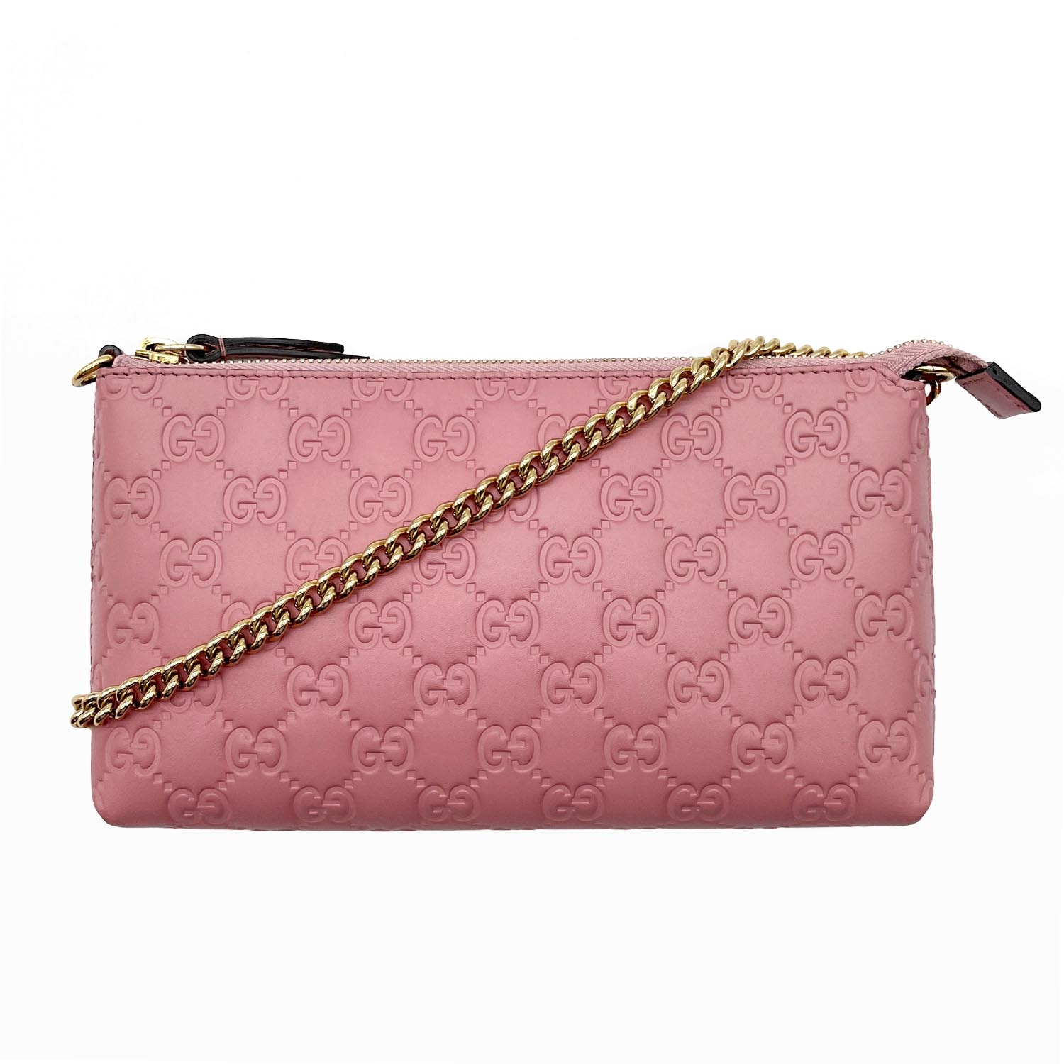 GUCCI グッチ チェーンショルダー ミニ ハンドバッグ
 アクセサリーポーチ グッチシマ 428449 レザー ピンク レディース
 【中古】