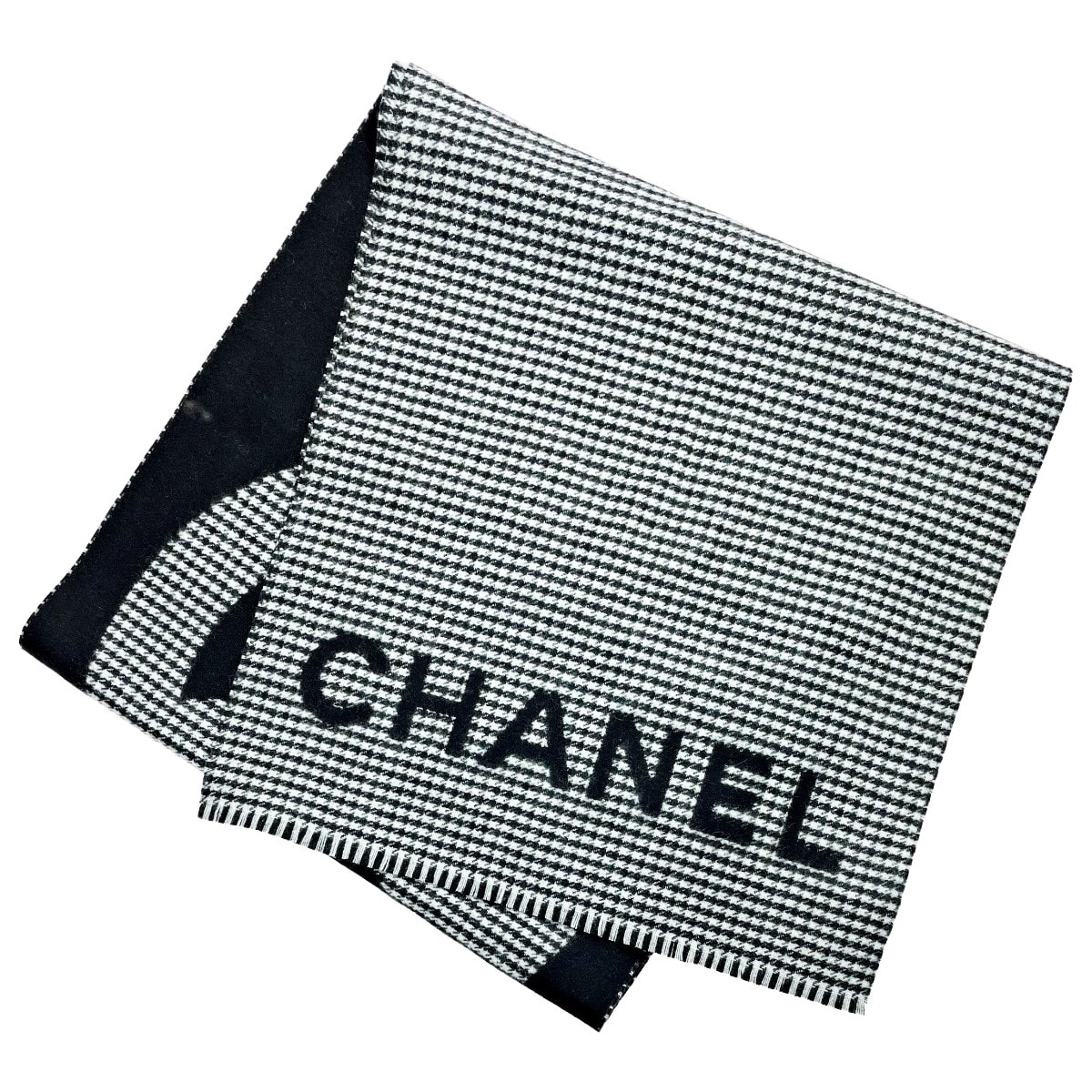 ☆☆CHANEL シャネル ストール ブラック系 ギンガムチェック ウール×カシミヤ レディース