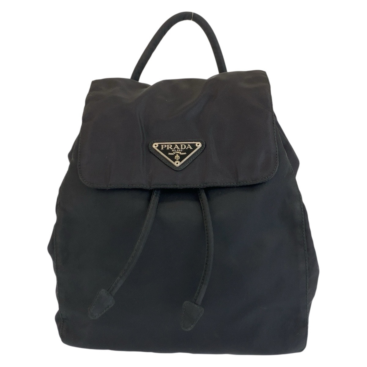 PRADA プラダ テスート 三角ロゴプレート ブラック 黒 シルバー金具 ナイロン リュックサック バックパック 604072 【中古】