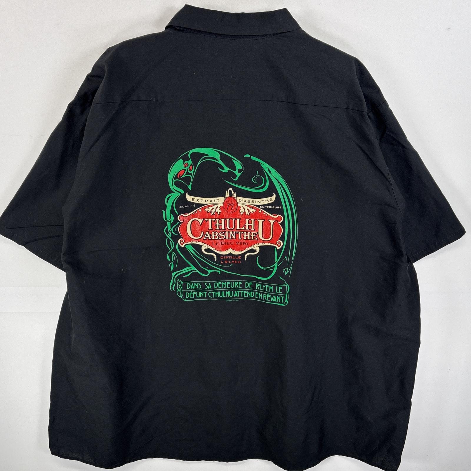 古着 レッドキャップ RED KAP 半袖シャツ ワークシャツ 両面プリント 胸ポケ 4XL  ブラック系 メンズ