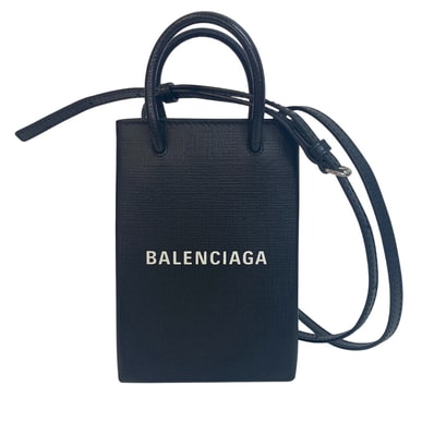 バレンシアガ BALENCIAGA ショルダーバッグ ショッピングフォンホルダー ブラック