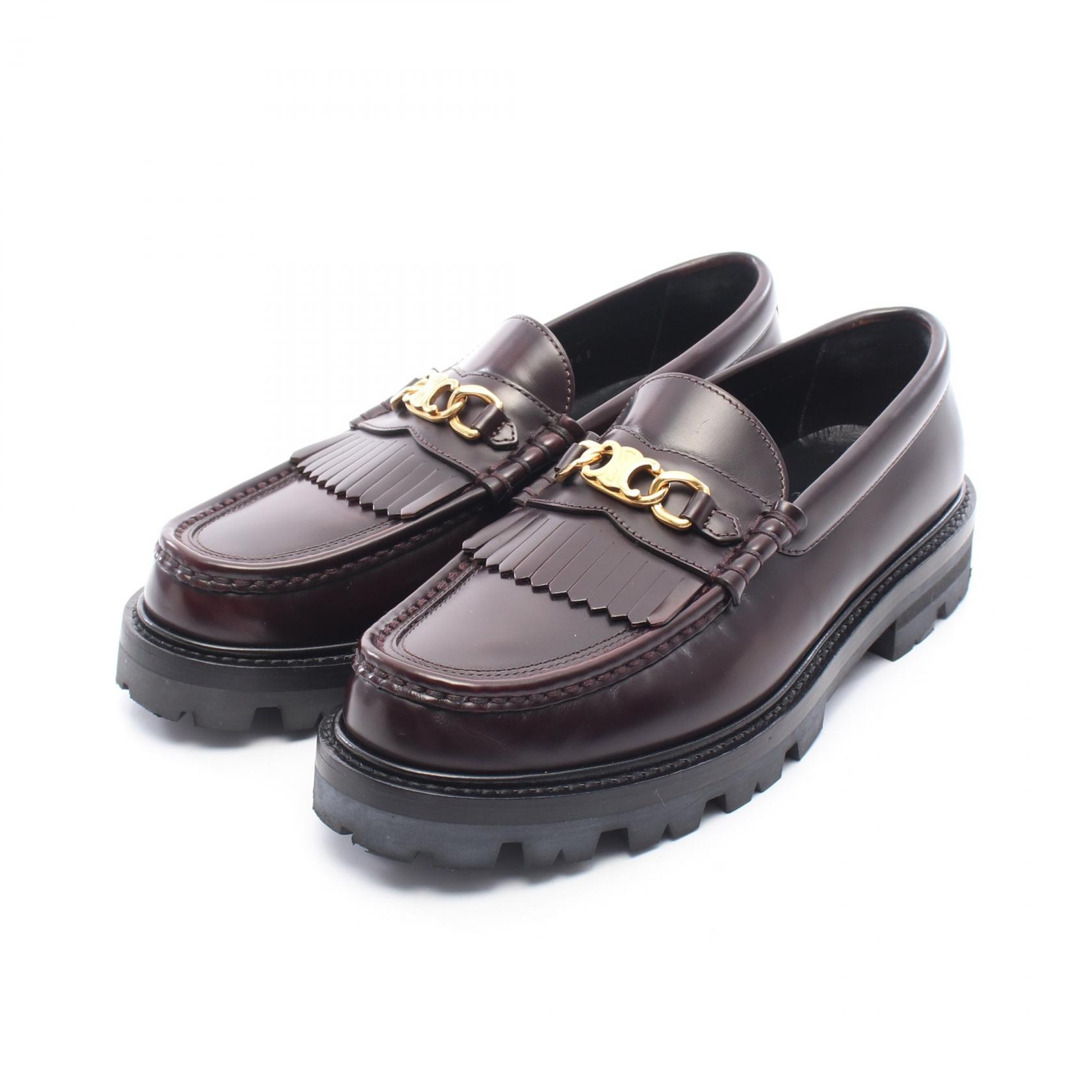 セリーヌ CELINE マーガレット トリオンフ ローファー 靴 レザー レディース ブラウン系 【中古】