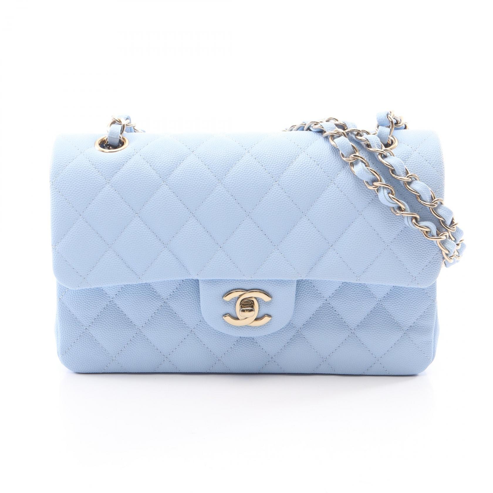 シャネル CHANEL マトラッセ Wフラップ ショルダーバッグ バッグ キャビアスキン(グレインドカーフ) レディース ブルー系 【中古】