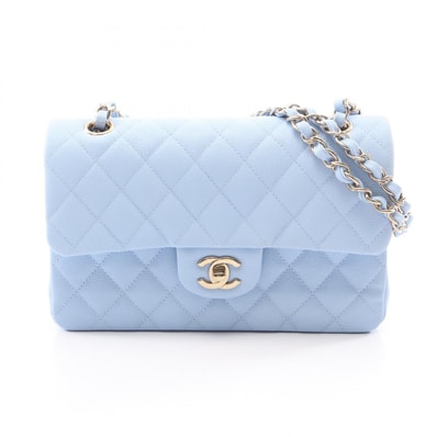 シャネル CHANEL マトラッセ Wフラップ ショルダーバッグ バッグ キャビアスキン(グレインドカーフ) レディース ブルー系 【中古】