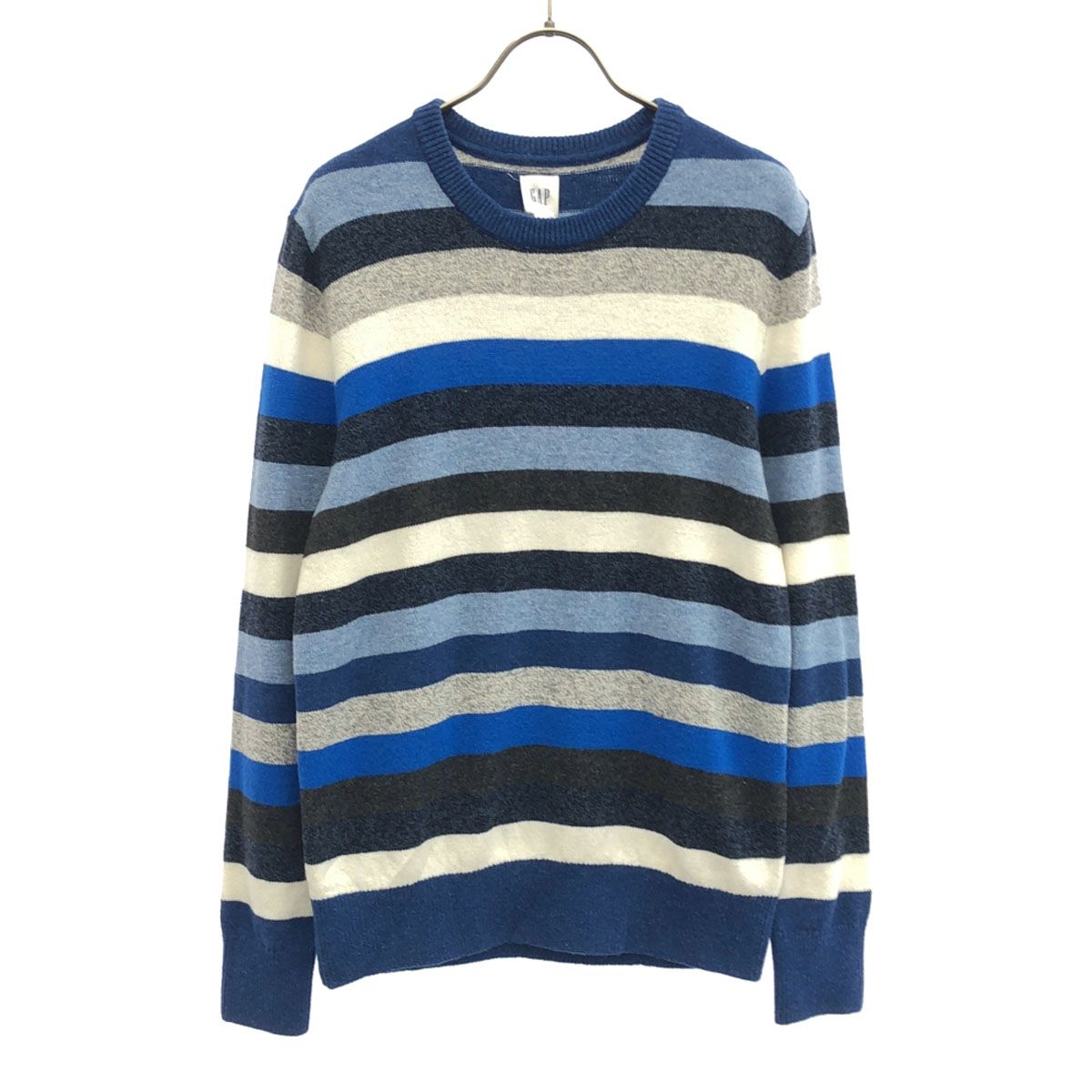 GAP ギャップ ウールブレンド ボーダー柄 長袖 クルーネック セーター XS ブルー系 ニット