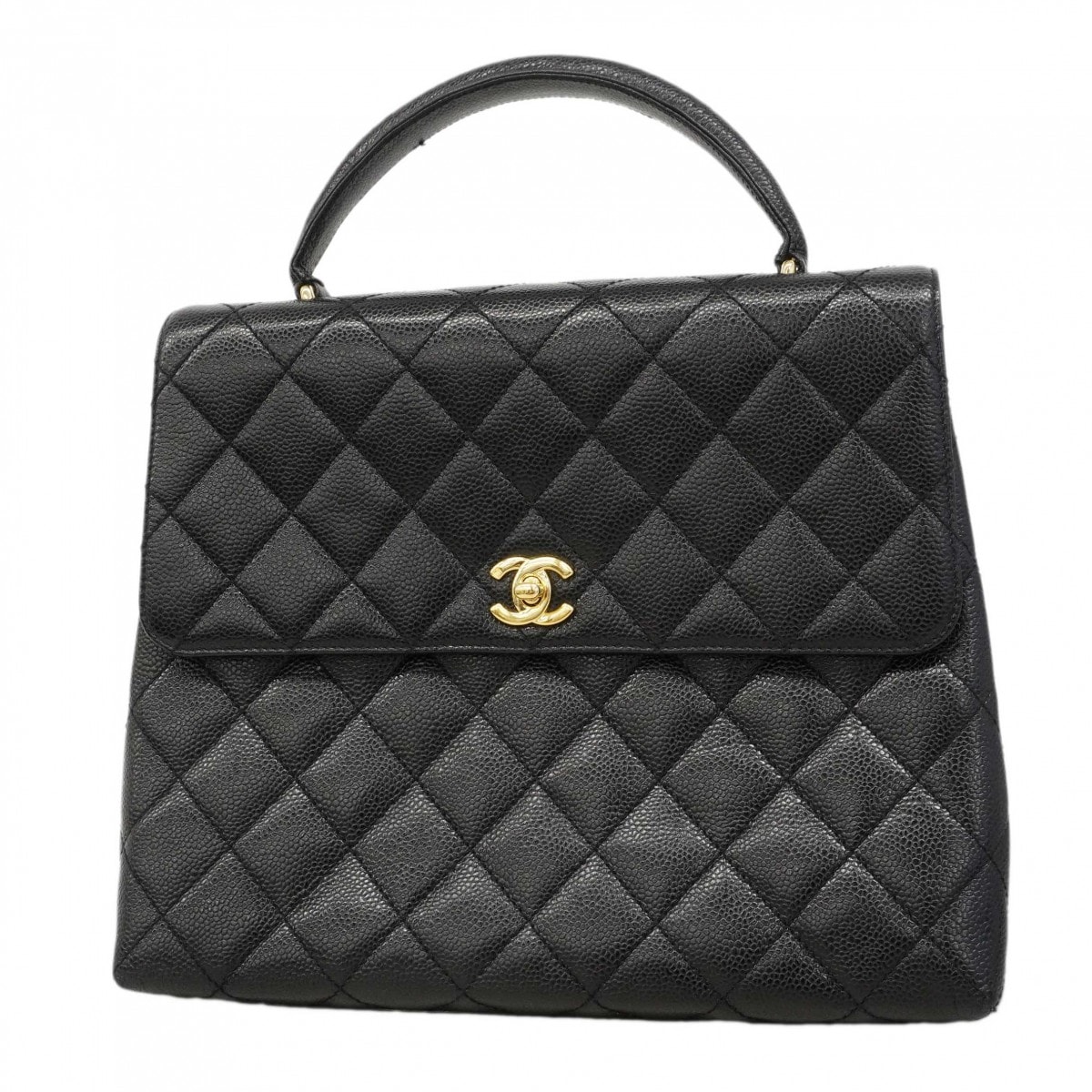 【6dc3165-k】シャネル ハンドバッグ マトラッセ キャビアスキン ブラック ゴールド金具【中古】レディース