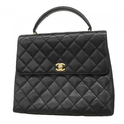 【6dc3165-k】シャネル ハンドバッグ マトラッセ キャビアスキン ブラック ゴールド金具【中古】レディース