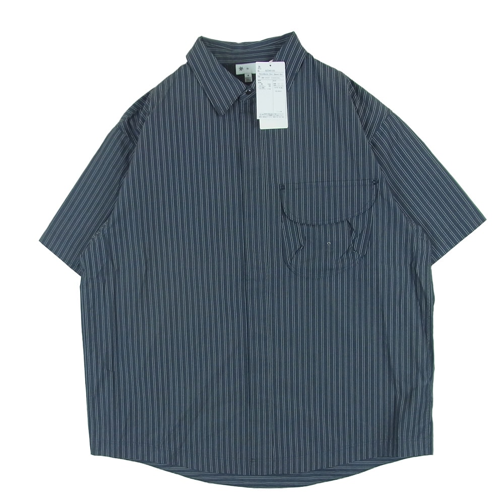 Goldwin ゴールドウィン 26SS GZ56105 Reflective Striped Shirt レトロ リフレクティブ ショート スリーブ 半袖 シャツ チャコール系 DEEP CHARCOAL XL 4【極上美品】【中古】