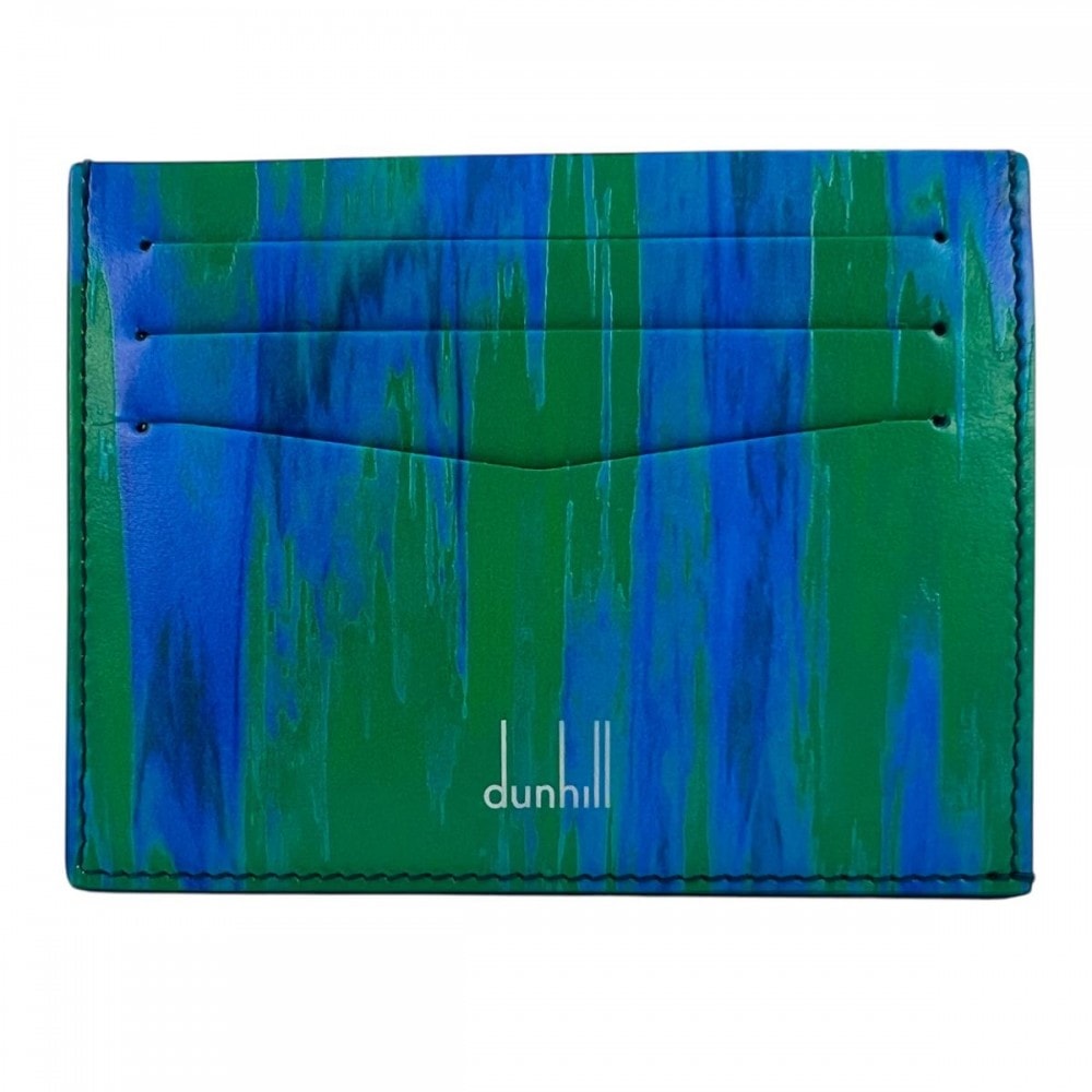 Dunhill ダンヒル カードケース 定期入れ パスケース グリーン 緑 ブルー 青 メンズ 美品【中古品】
