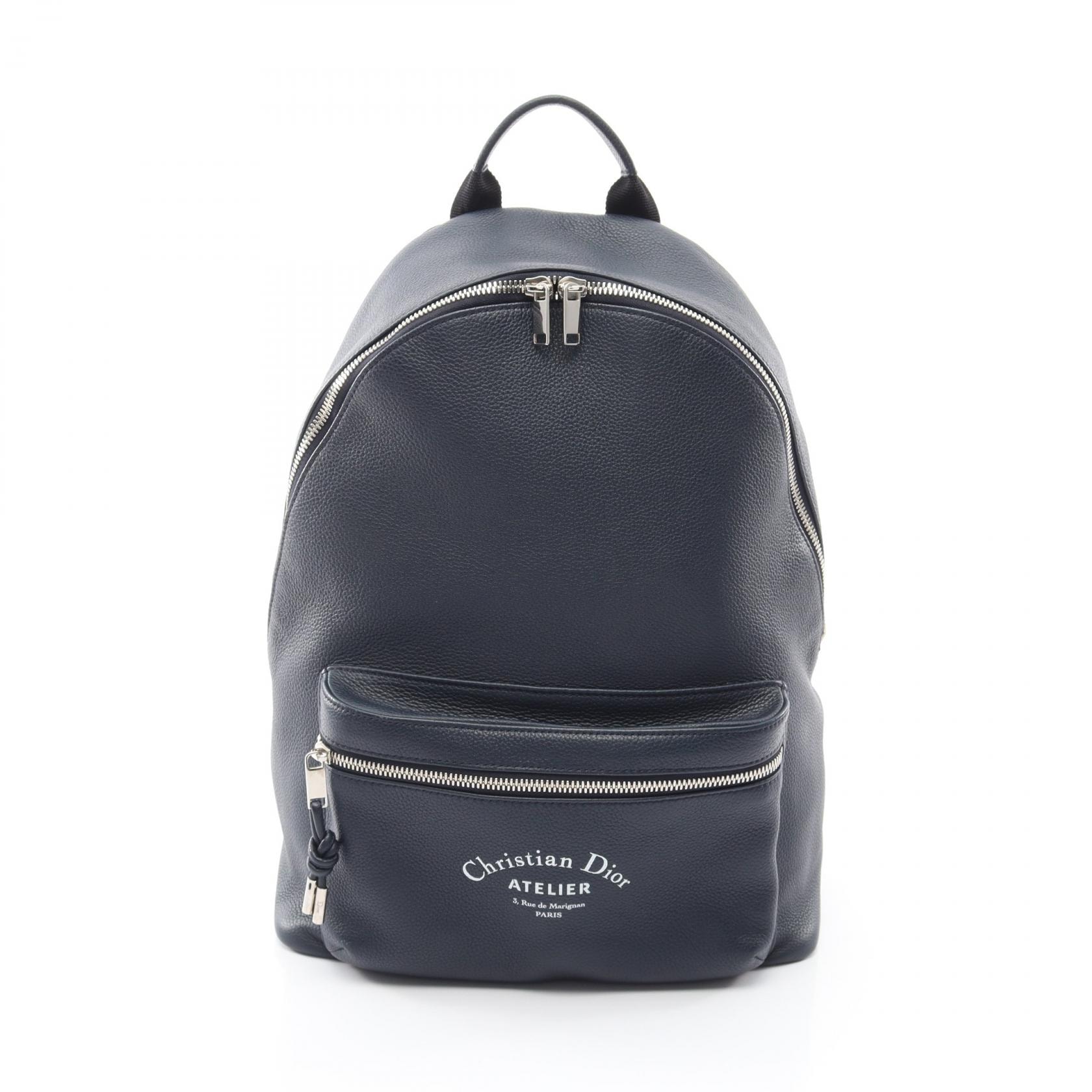 ディオール・オム DIOR HOMME ATELIER リュックサック バックパック バッグ レザー メンズ ネイビー系 【中古】